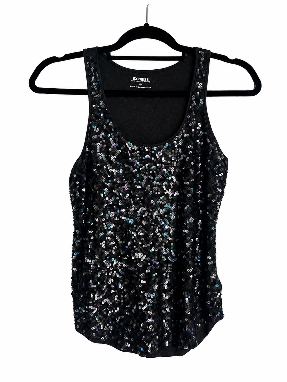 Express Black Sequin Tank Top Sleeveless Sparkle Party Holiday Glam Small
